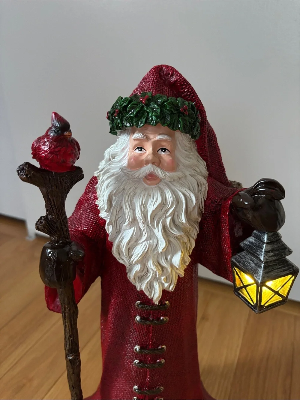 Classic Red Santa with Lantern Holiday Figurine